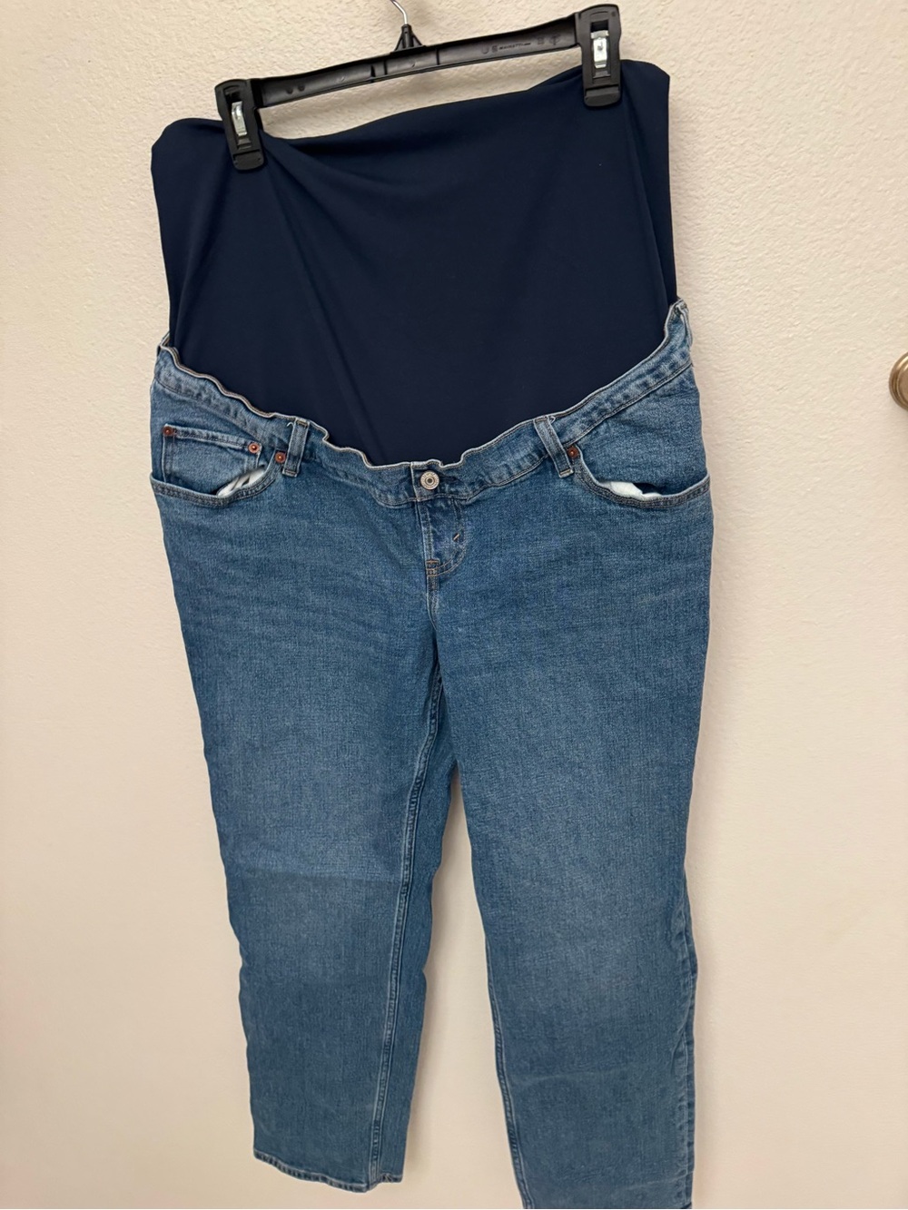 Abercrombie & Fitch Blue Denim Boyfriend Jeans with Navy Panel